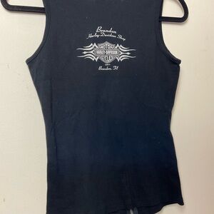 Harley-Davidson Black Tank Top with Front Silver Zipper
